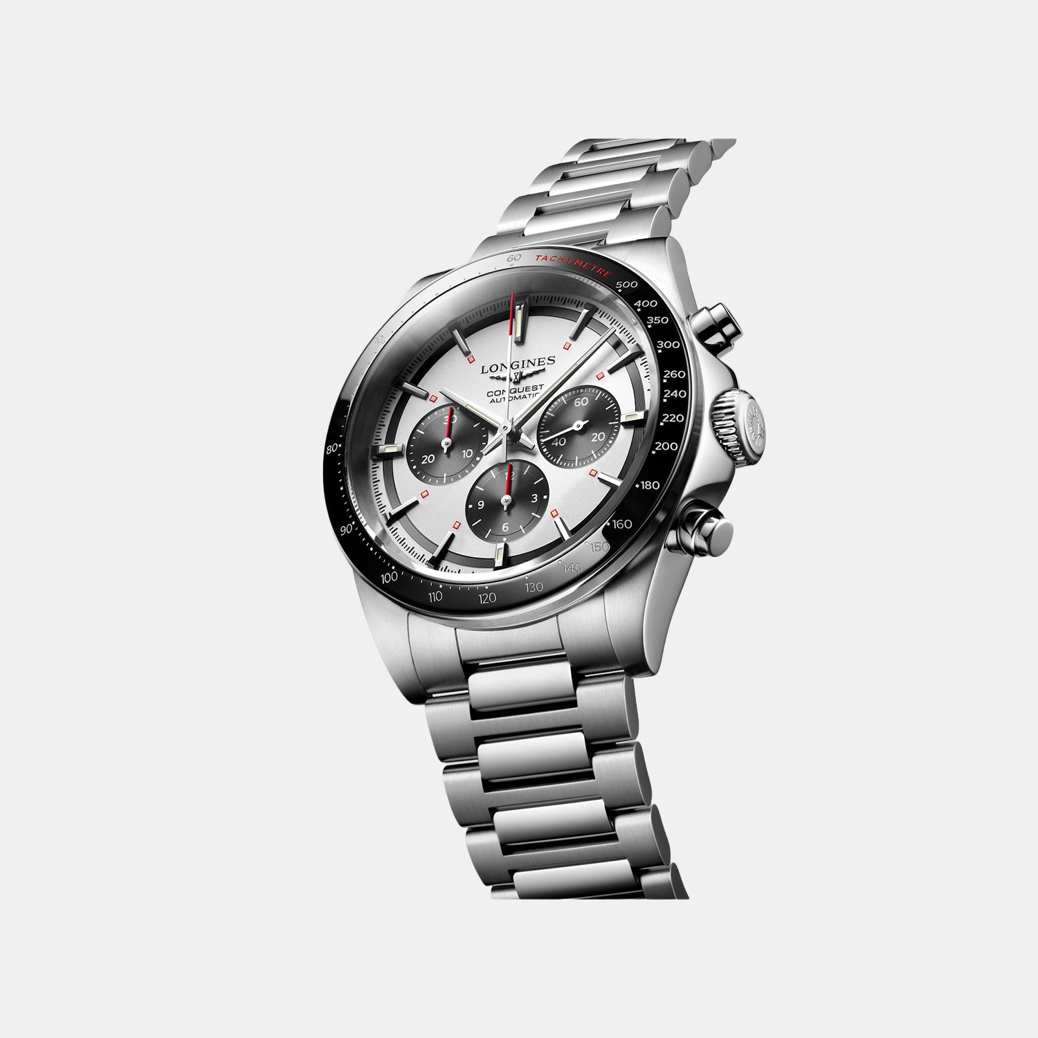 Conquest Men Automatic Silver Dial Chronograph Stainless Steel Watch L38354726