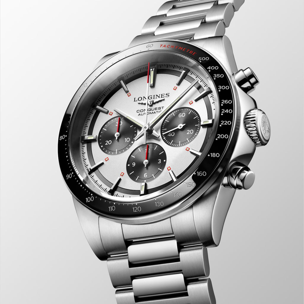 Conquest Men Automatic Silver Dial Chronograph Stainless Steel Watch L38354726