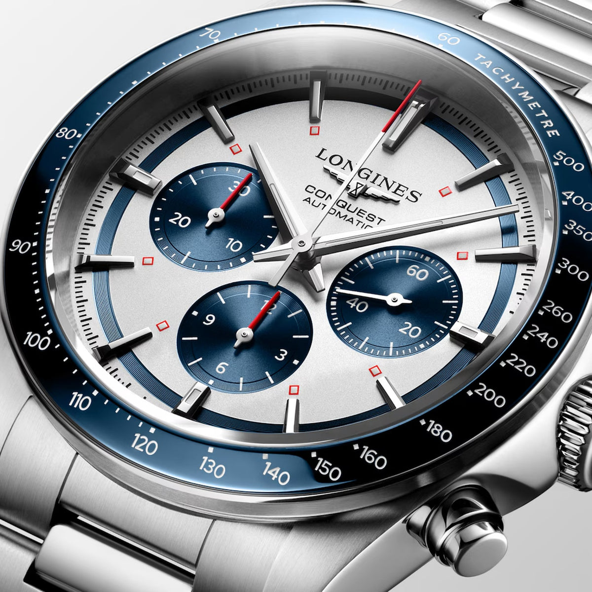 Conquest Men Automatic Silver Dial Chronograph Stainless Steel Watch L38354986