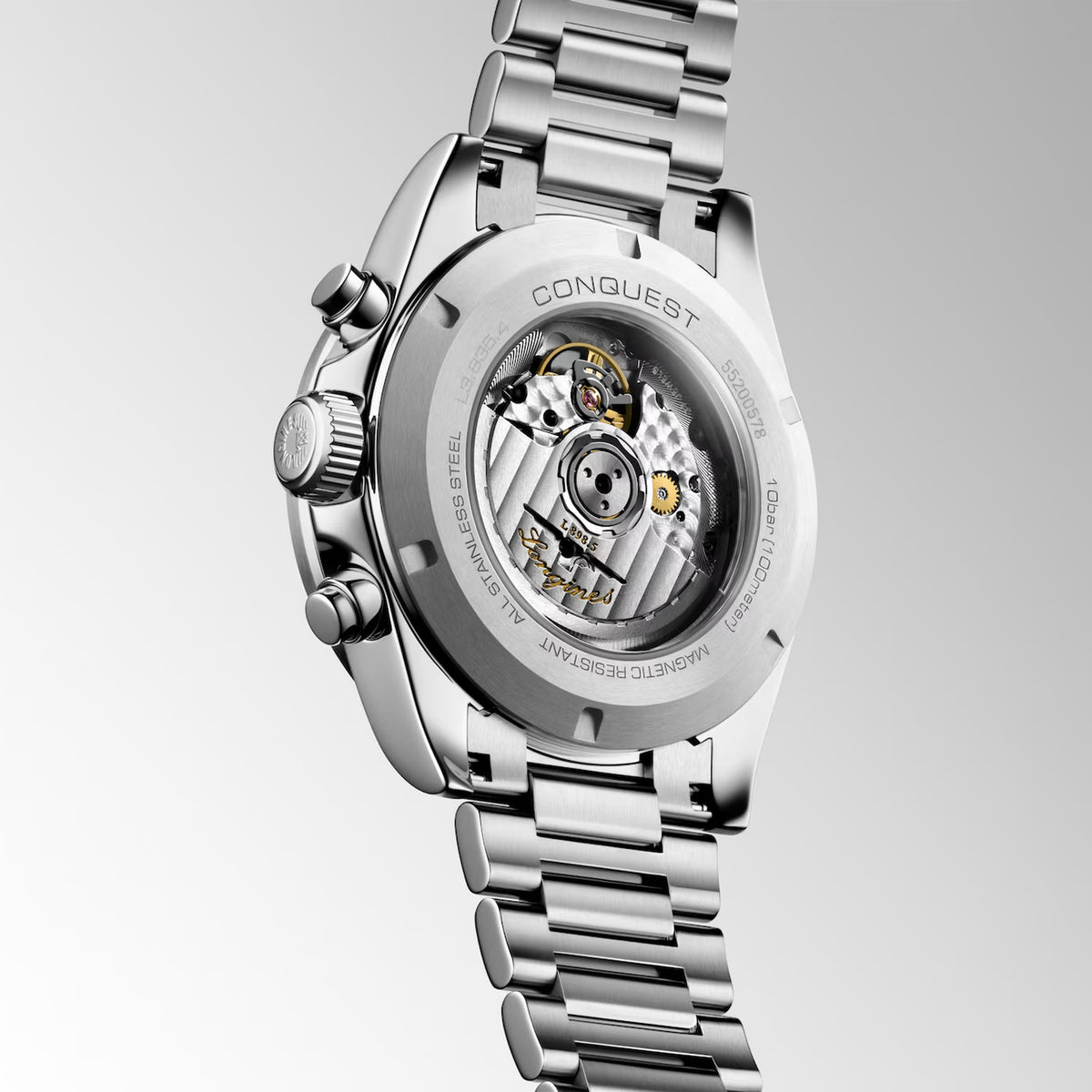 Conquest Men Automatic Silver Dial Chronograph Stainless Steel Watch L38354986