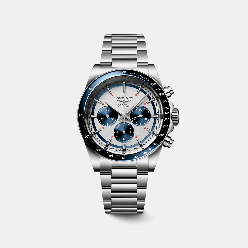 Conquest Men Automatic Silver Dial Chronograph Stainless Steel Watch L38354986