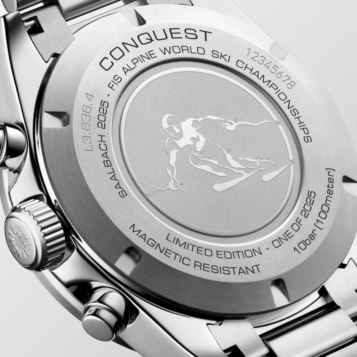 Conquest Men Automatic Grey Dial Chronograph Stainless Steel Watch L38364529