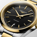 Conquest Men Quartz Black Dial Analog Stainless Steel Watch L38603527