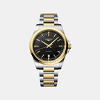 Conquest Men Quartz Black Dial Analog Stainless Steel Watch L38603527