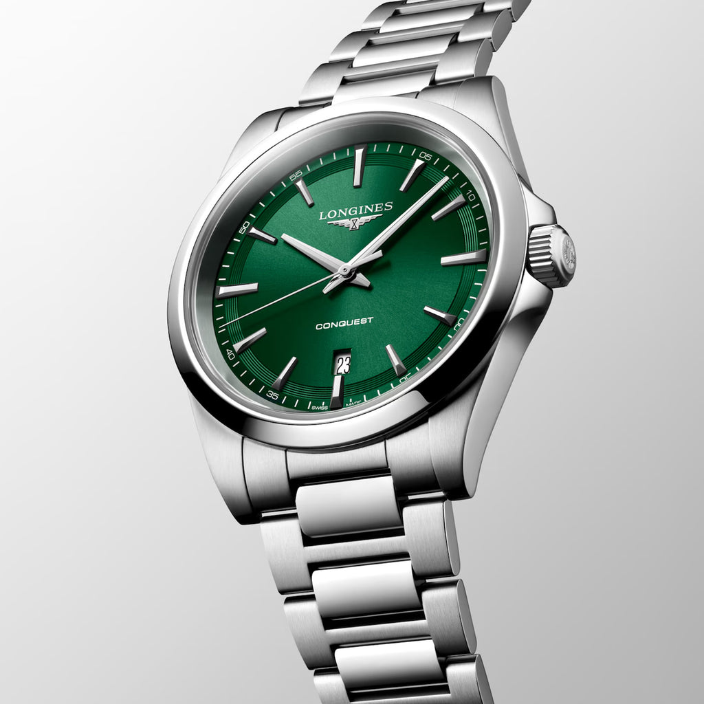 Conquest Men Quartz Green Dial Analog Stainless Steel Watch L38604096