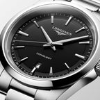 Conquest Men Quartz Black Dial Analog Stainless Steel Watch L38604526