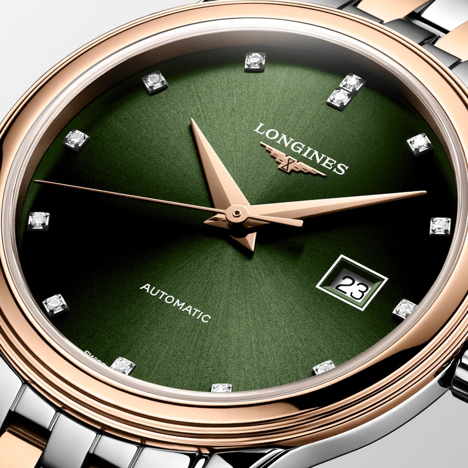 Flagship Classic Women Automatic Green Dial Analog Stainless Steel Watch L43743077