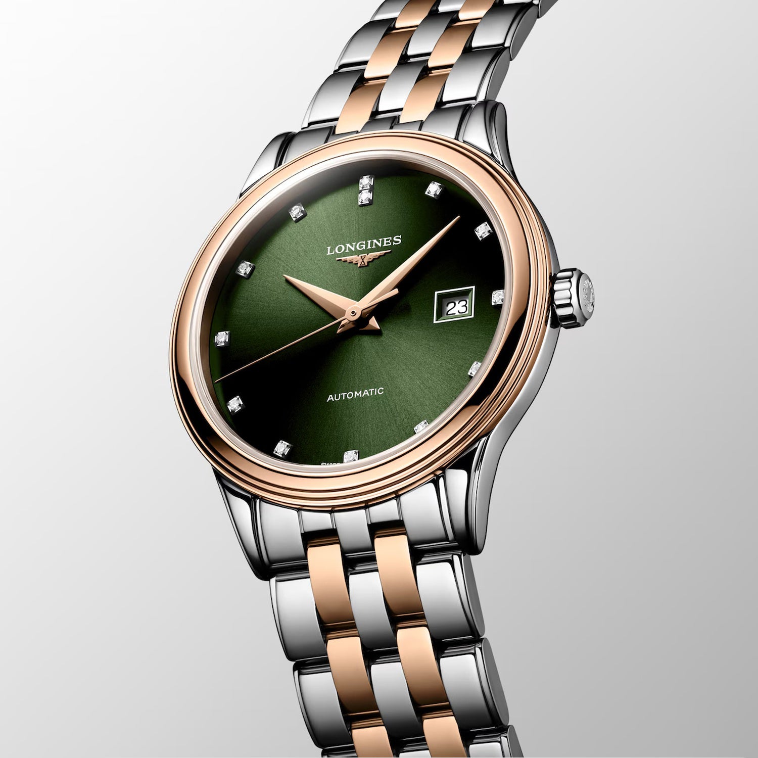 Flagship Classic Women Automatic Green Dial Analog Stainless Steel Watch L43743077