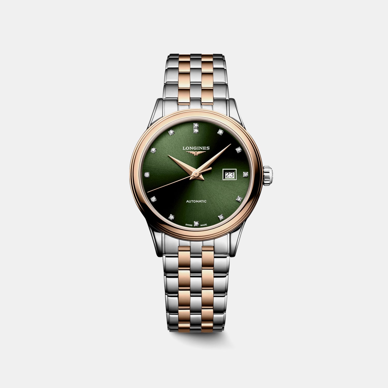 Flagship Classic Women Automatic Sunray Green Dial Analog Stainless Steel Watch L43743077