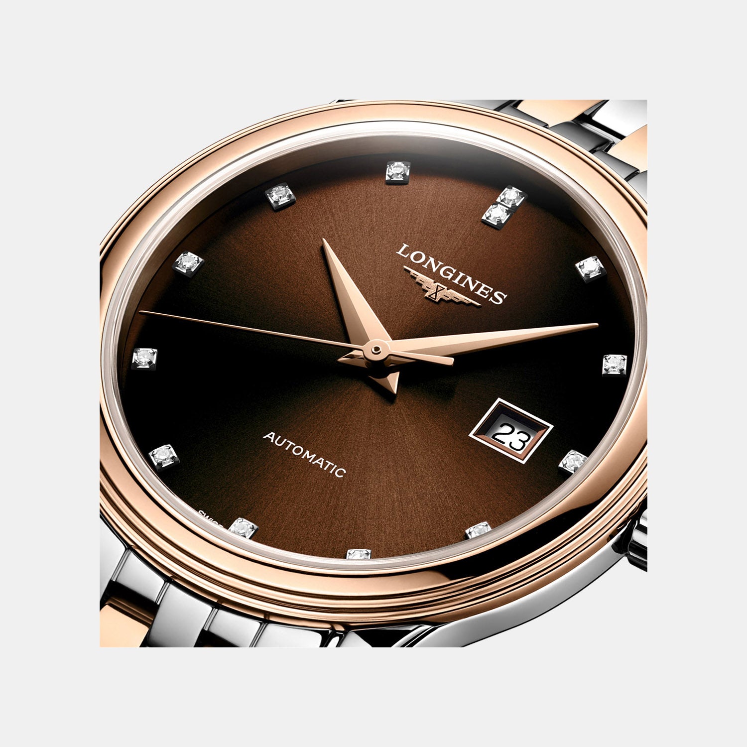 Flagship Classic Women Automatic Sunray Brown Dial Analog Stainless Steel Watch L43743087