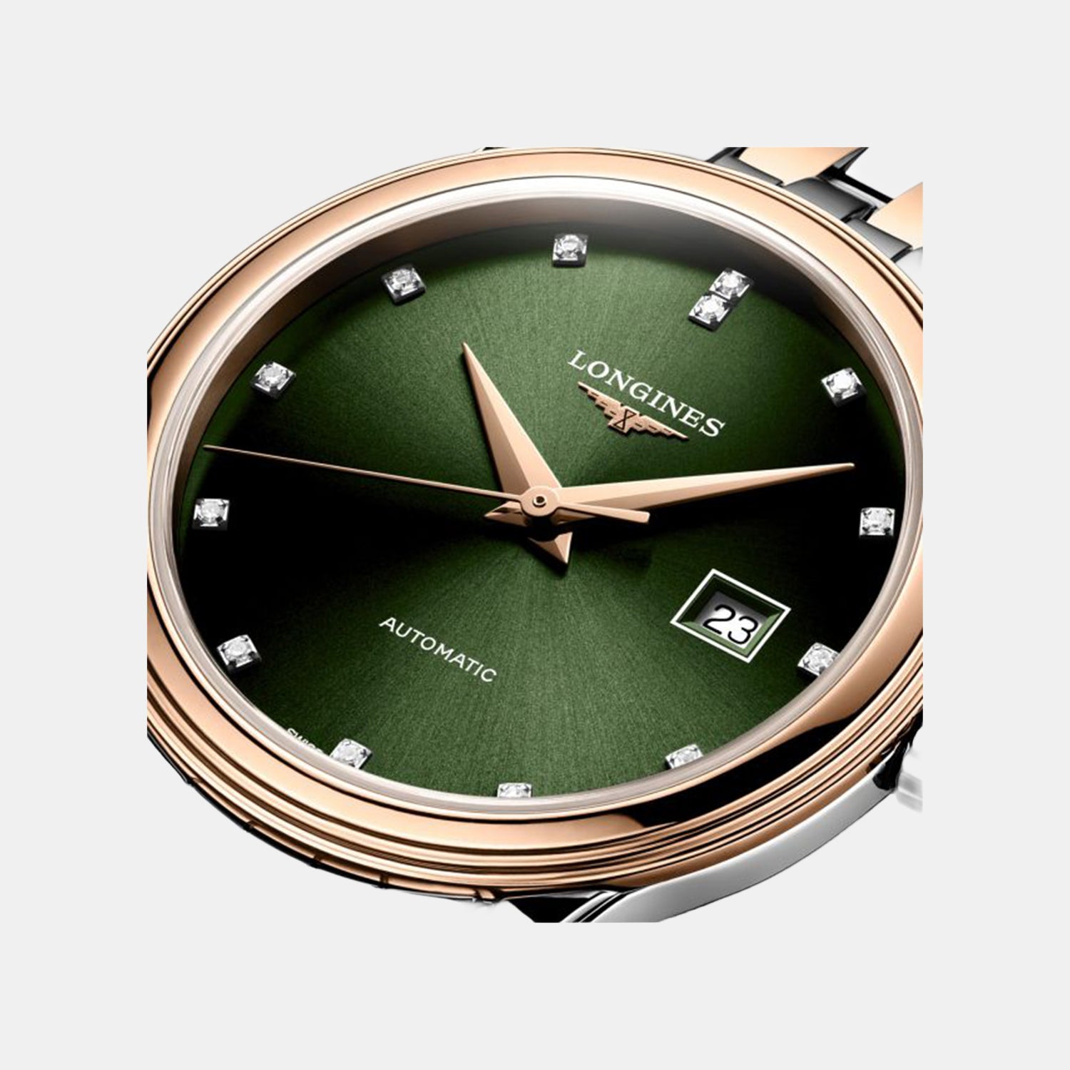 Flagship Classic Men Automatic Sunray Green Dial Analog Stainless Steel Watch L49843077