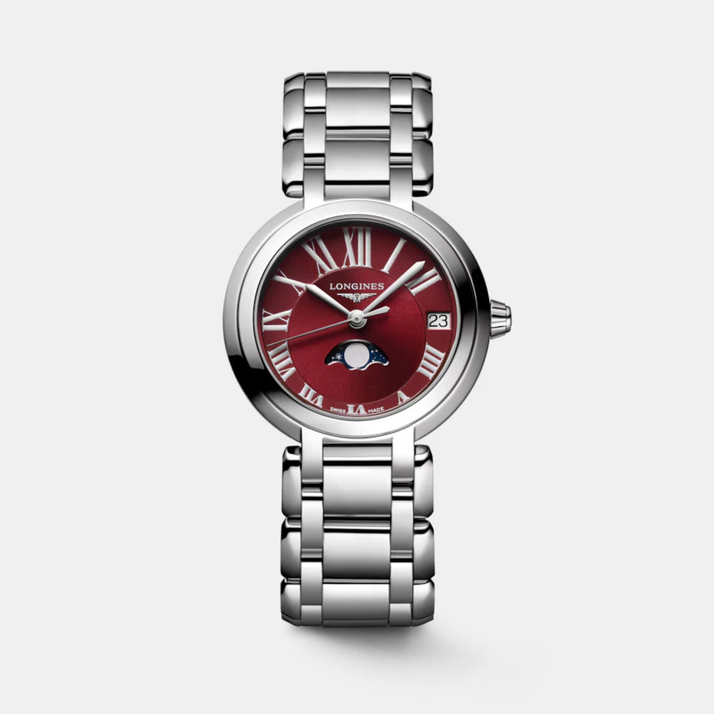 Primaluna Moonphase Women Quartz Red Dial Analog Stainless Steel Watch L81154926