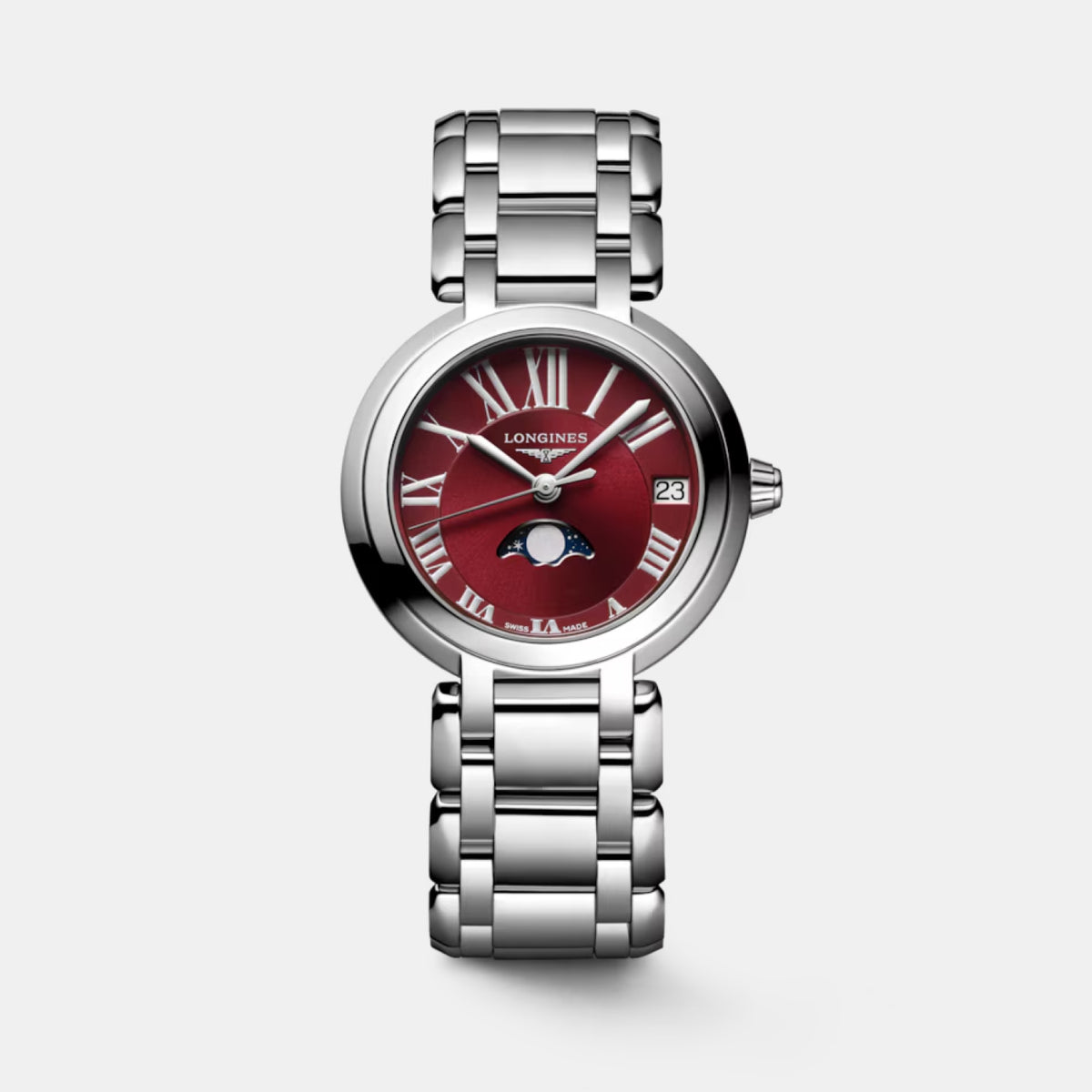 Primaluna Moonphase Women Quartz Red Dial Analog Stainless Steel Watch L81154926