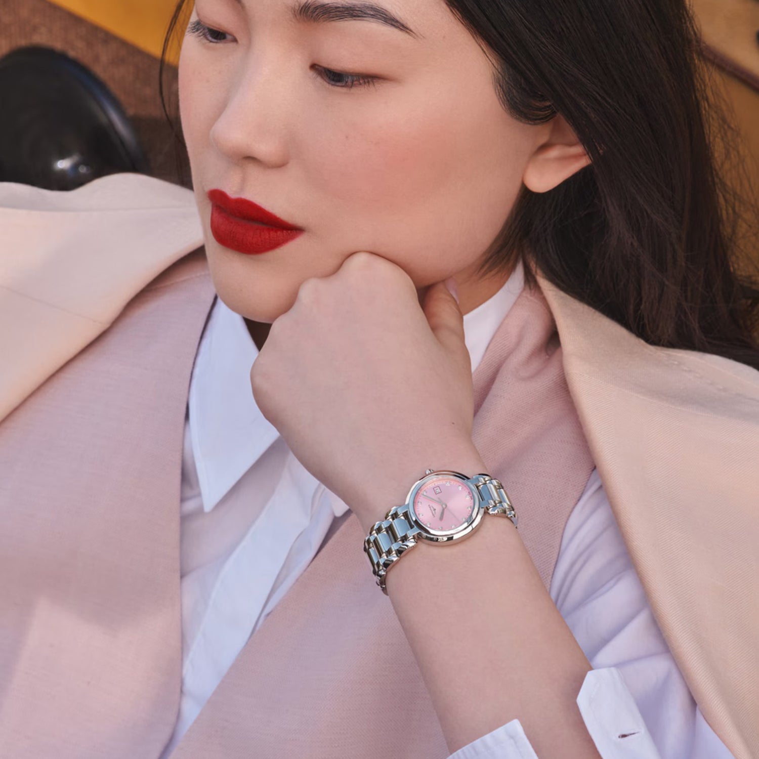 Women Quartz Pink Dial Analog Stainless Steel Watch L81224996