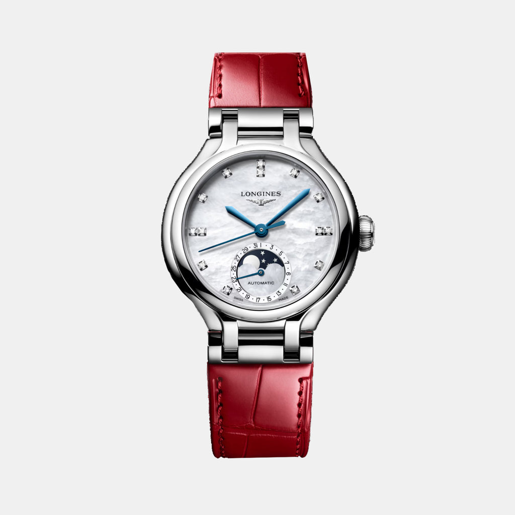 Primaluna Moonphase Women Automatic White Mother Of Pearl Dial Analog Alligator Leather Watch L81264872