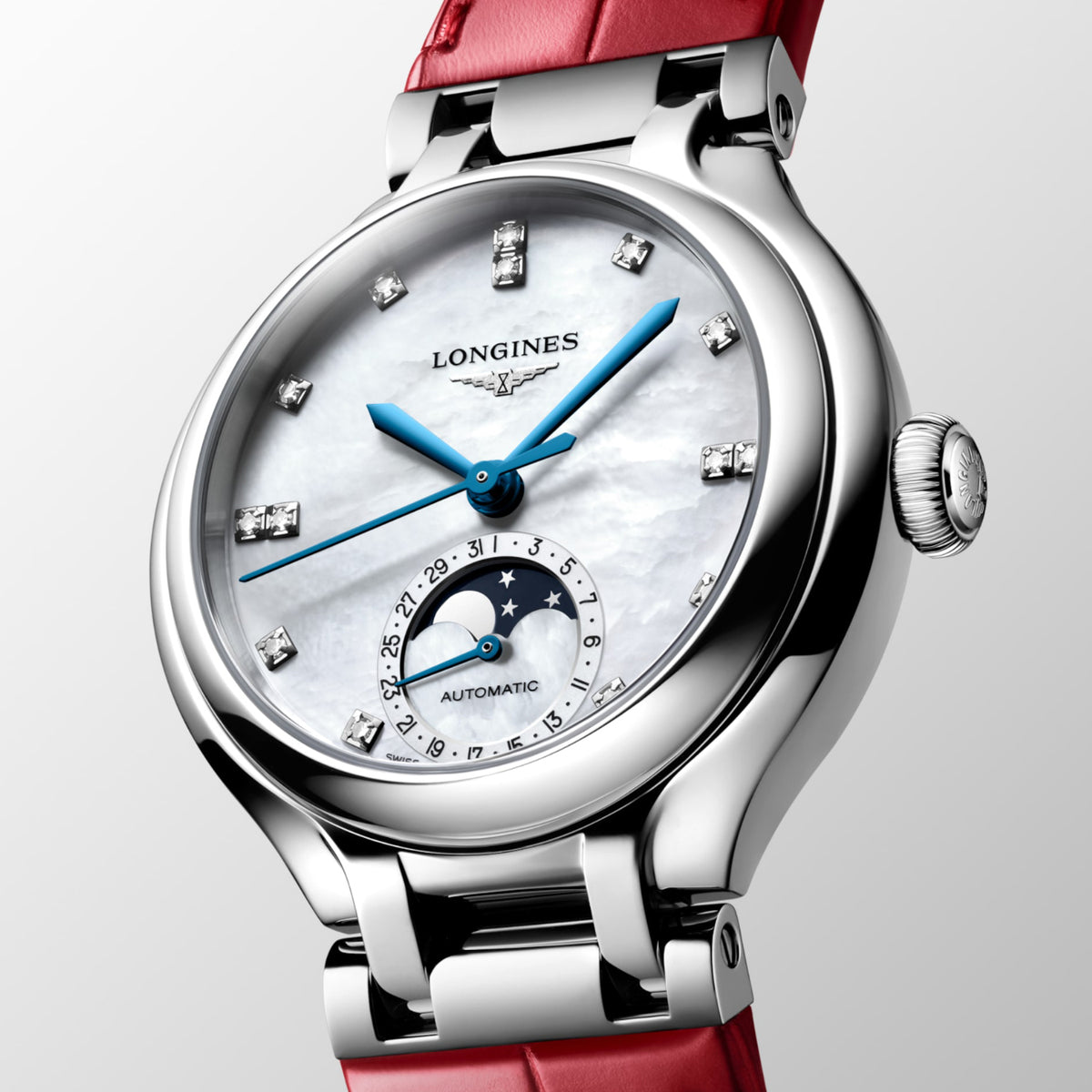 Primaluna Women Automatic Mother Of Pearl Dial Analog Leather Watch L81264872