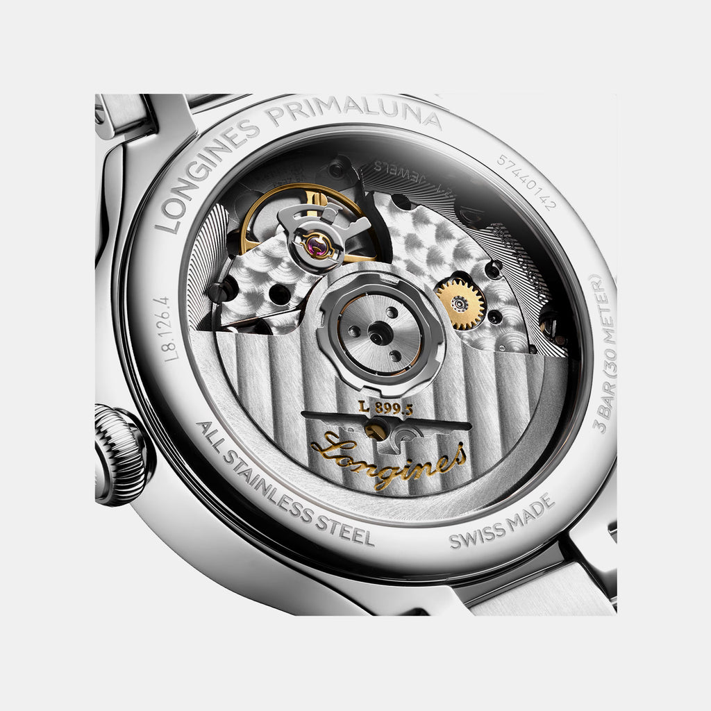 Primaluna Moonphase Women Automatic White Mother Of Pearl Dial Analog Stainless Steel Watch L81264876