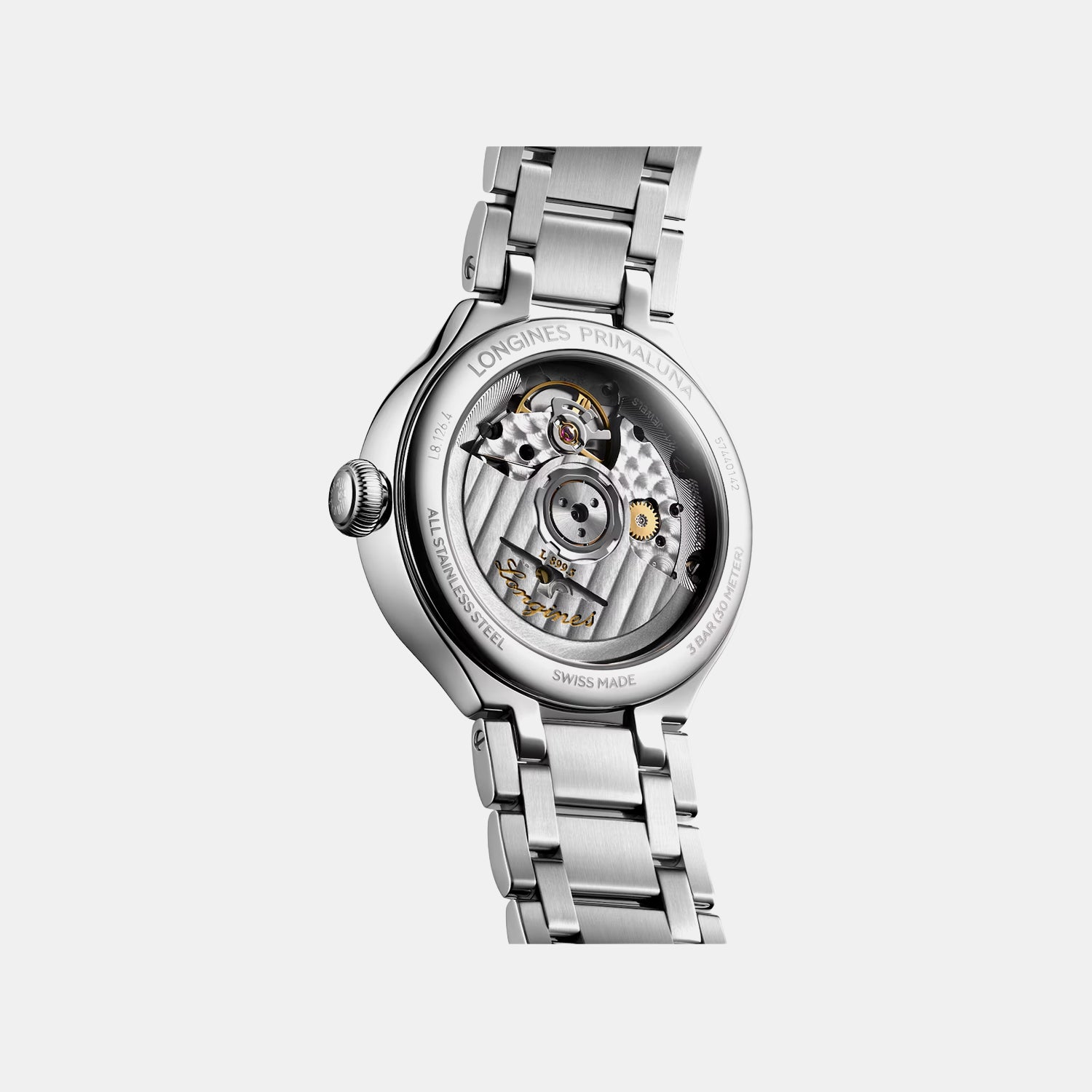 Primaluna Moonphase Women Automatic White Mother Of Pearl Dial Analog Stainless Steel Watch L81264876