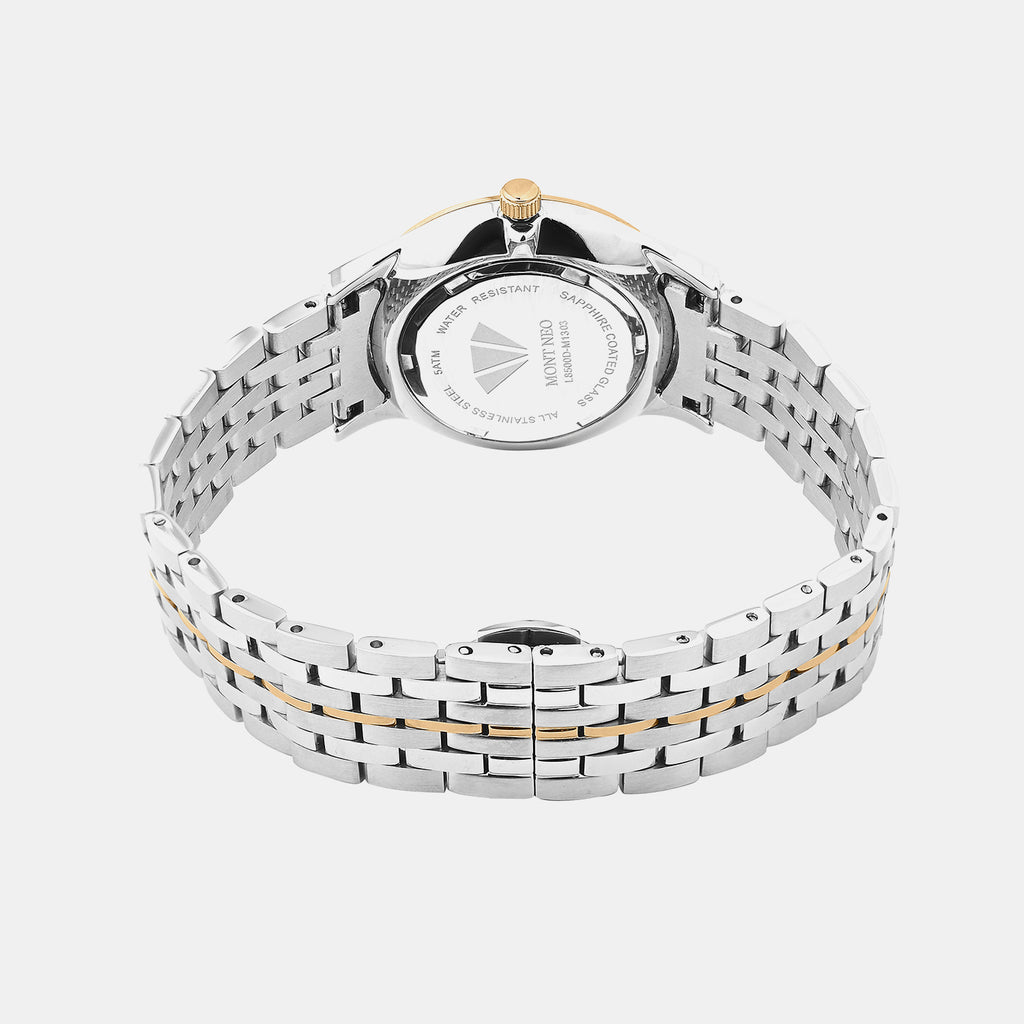 Women Quartz White Dial Analog Metal Watch L8500D-M1303