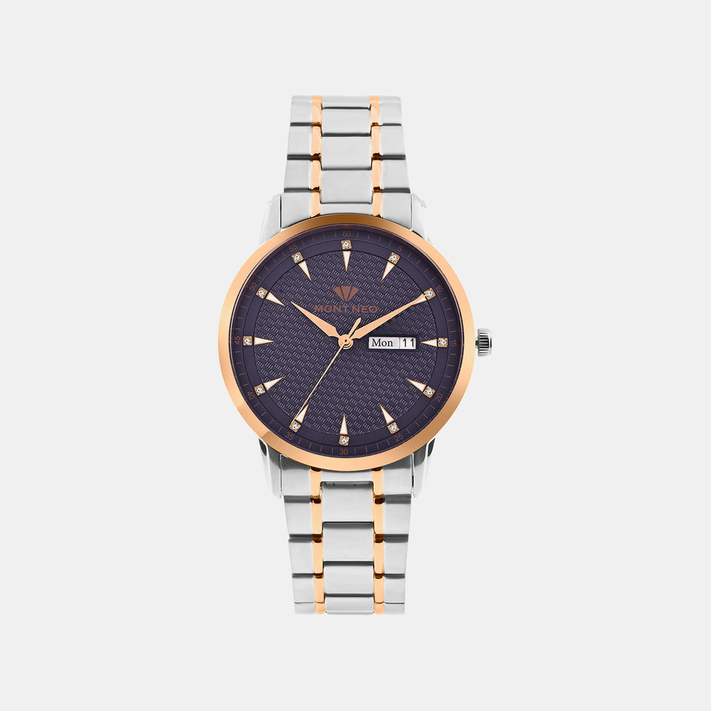 Women Quartz Blue Dial Analog Metal Watch L8505D-M1305