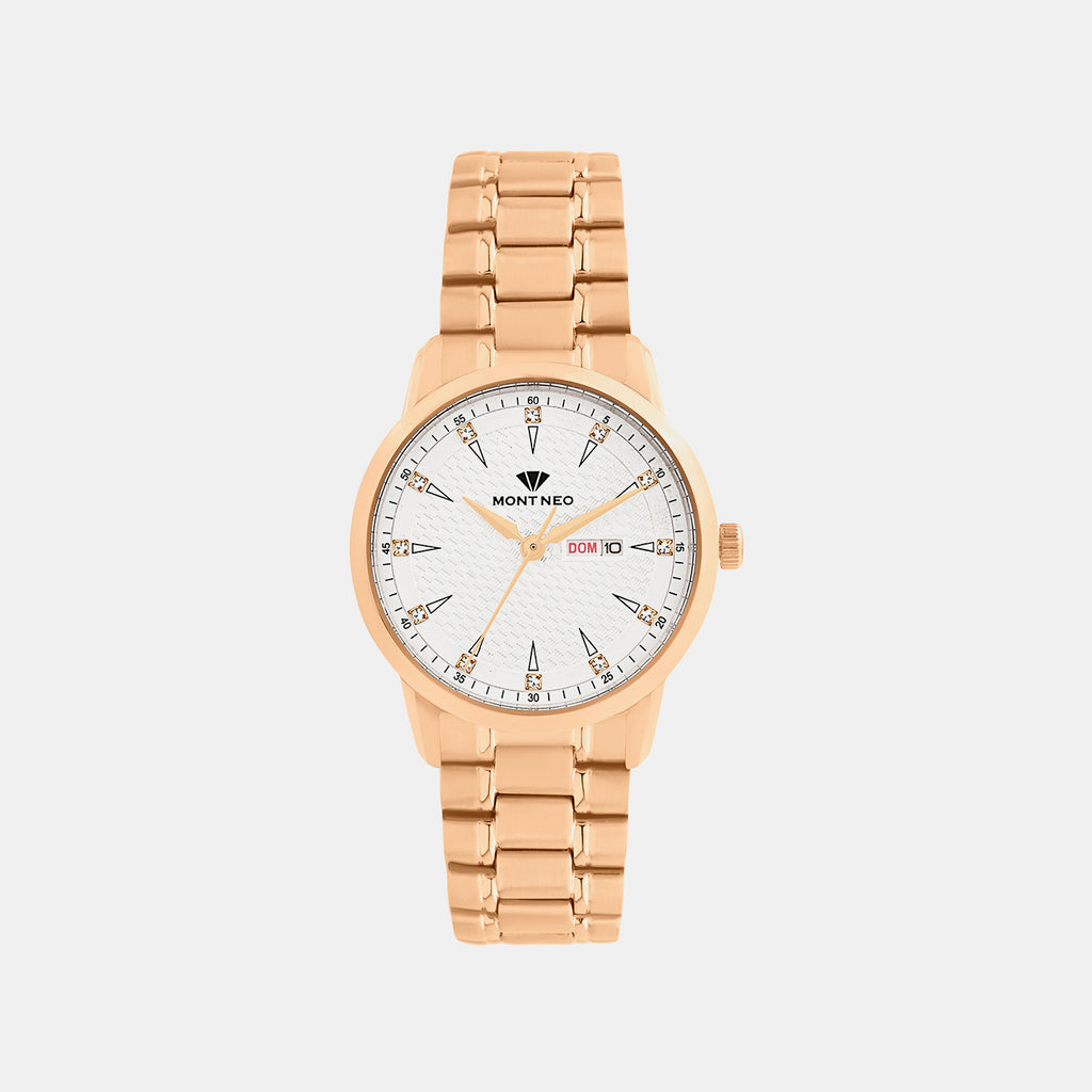 Women Quartz Silver Dial Analog Metal Watch L8505D-M3303