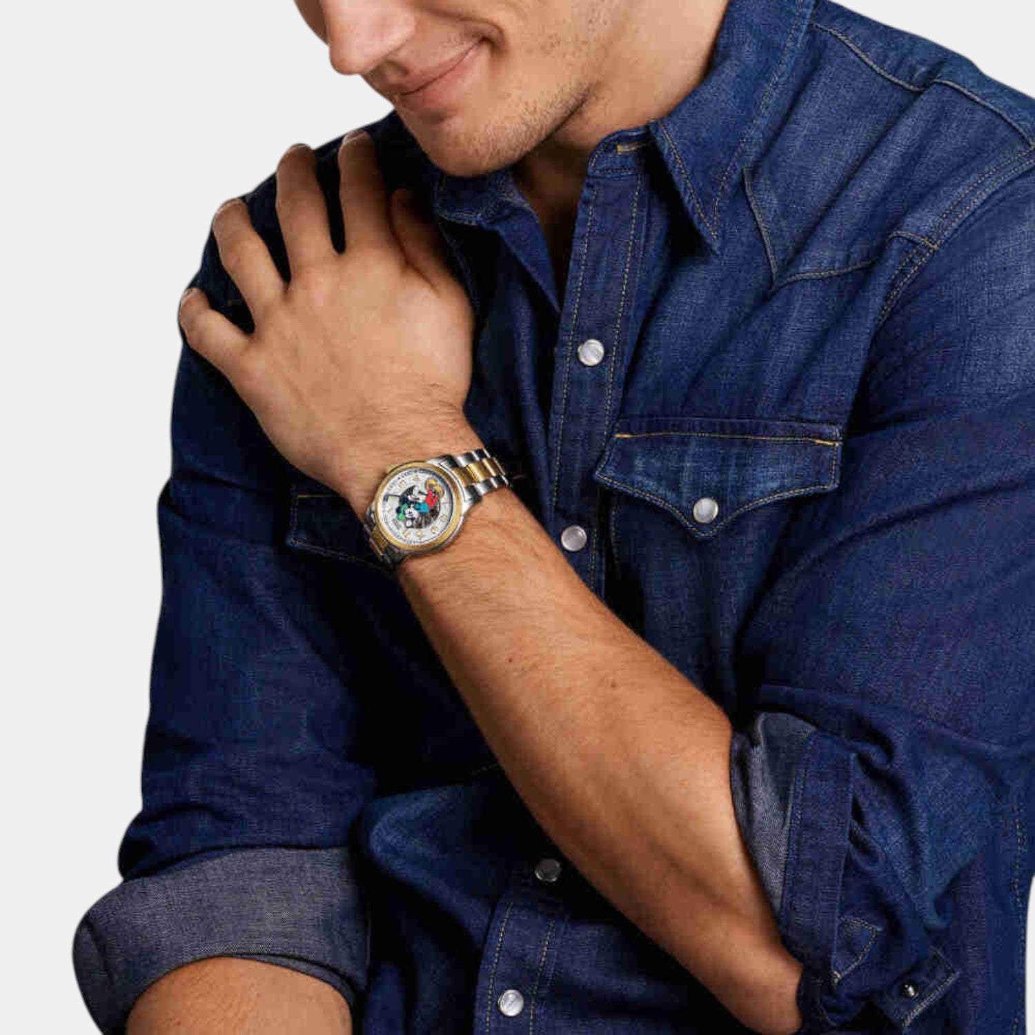 Mickey Mouse Unisex Automatic White Dial Analog Stainless Steel Watch LE1193