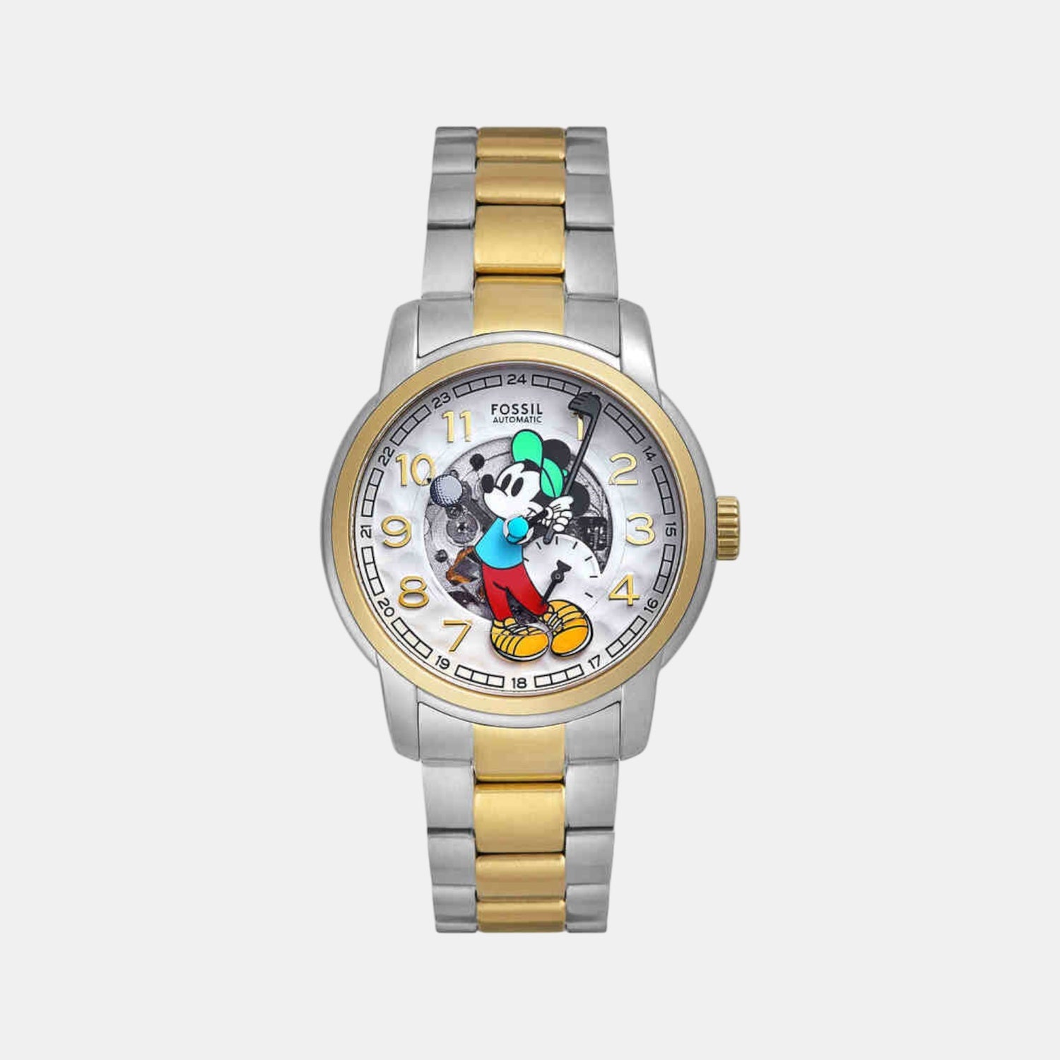 Mickey Mouse Unisex Automatic White Dial Analog Stainless Steel Watch LE1193
