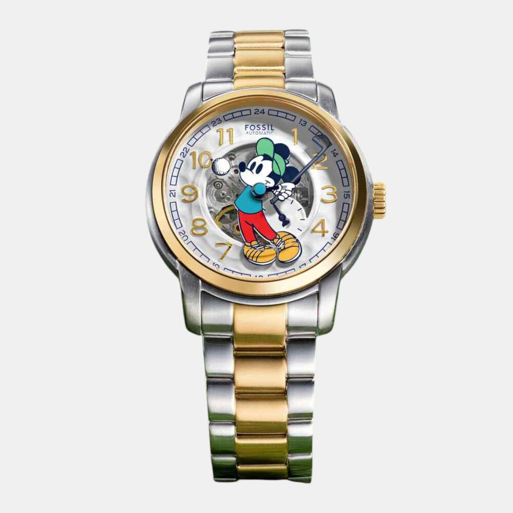 Mickey Mouse Unisex Automatic White Dial Analog Stainless Steel Watch LE1193