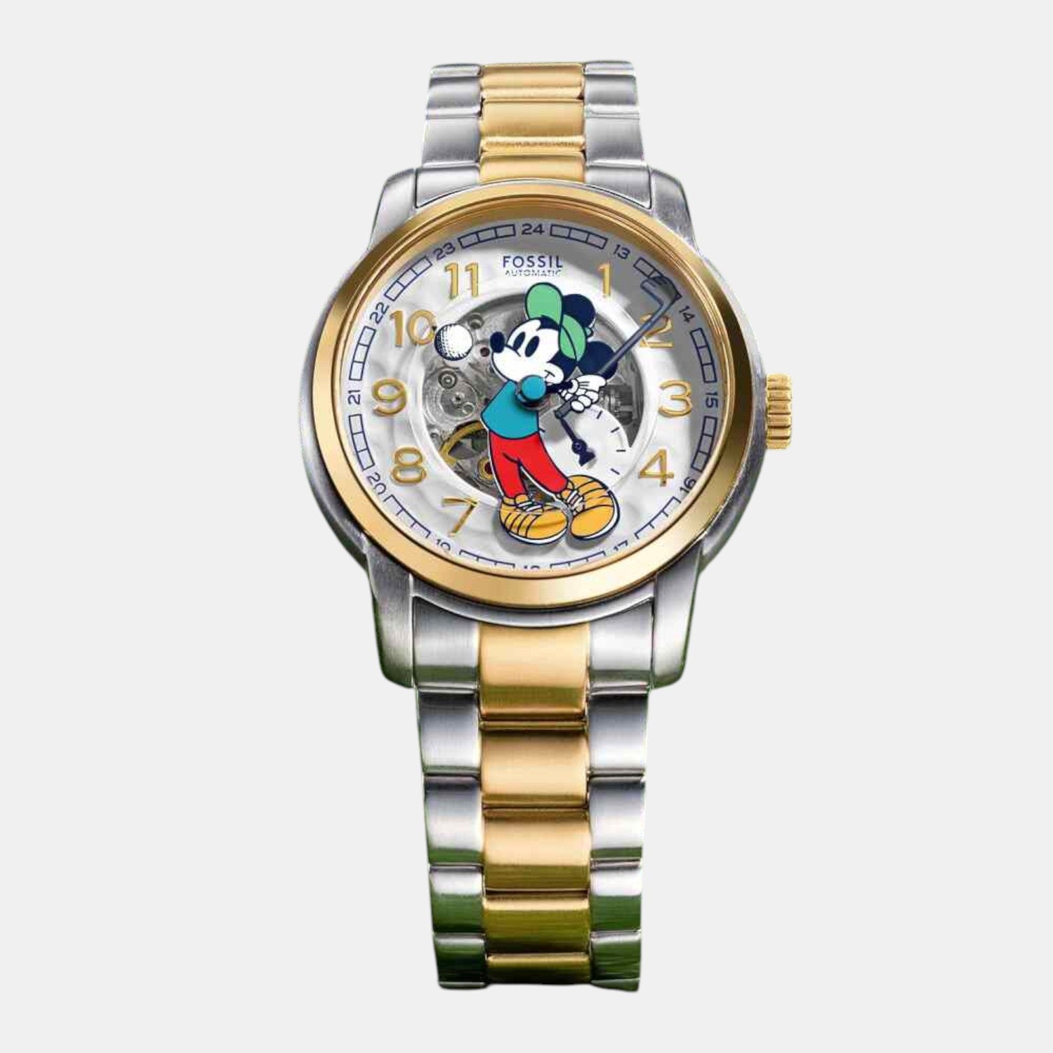 Mickey Mouse Unisex Automatic White Dial Analog Stainless Steel Watch LE1193