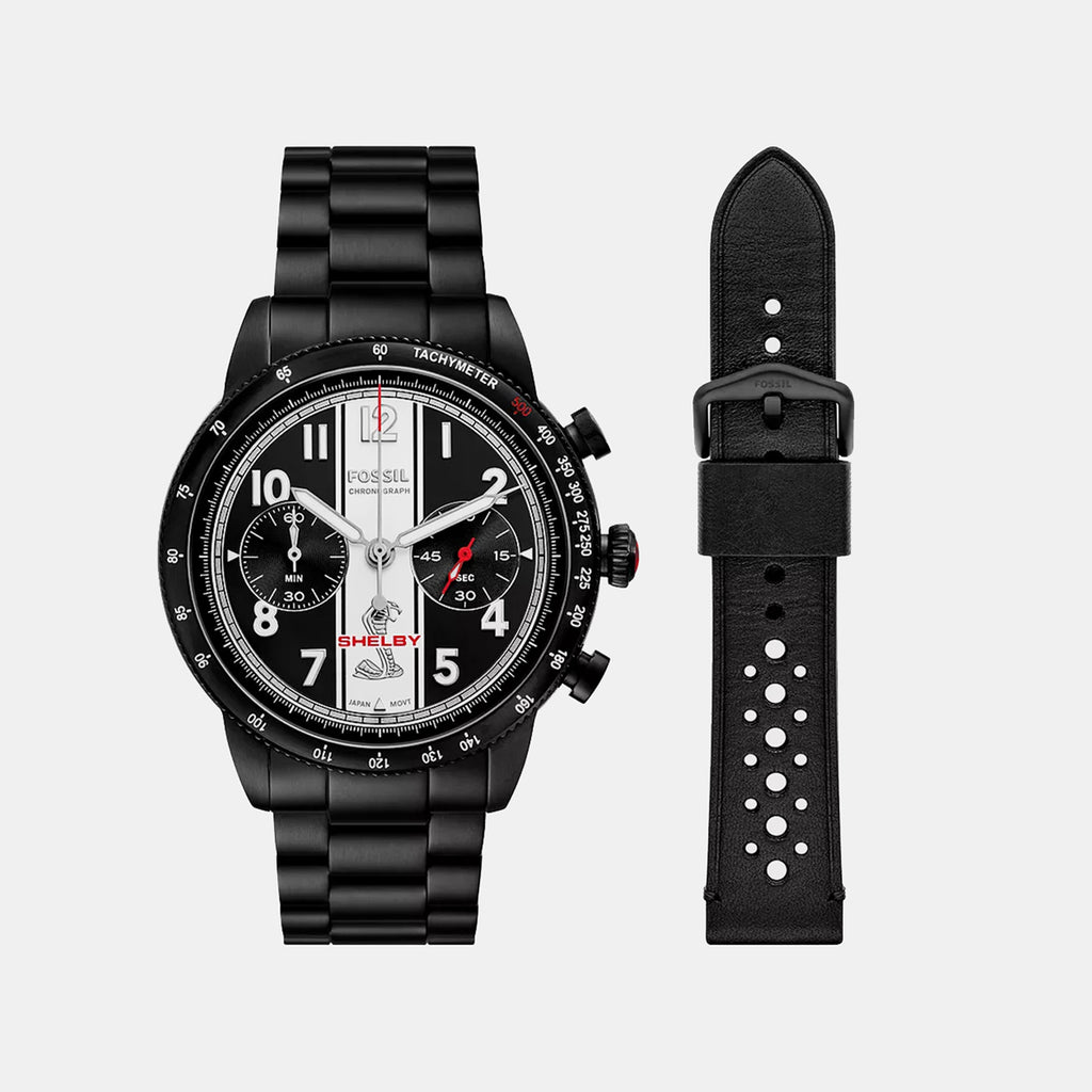 Shelby X Limited Edition Men Quartz Black Dial Chronograph Stainless Steel Watch LE1250SET