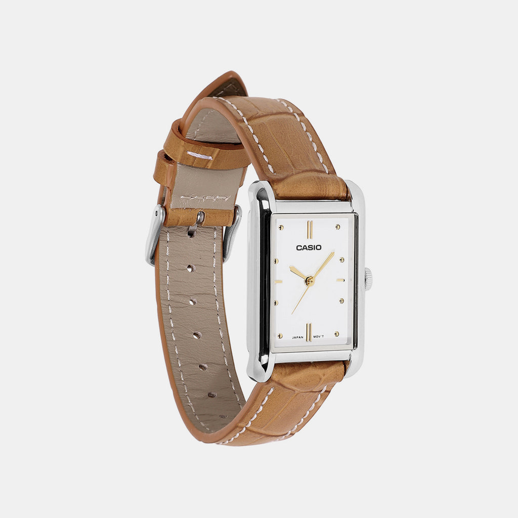 Women Quartz White Dial Analog Leather Watch A2557