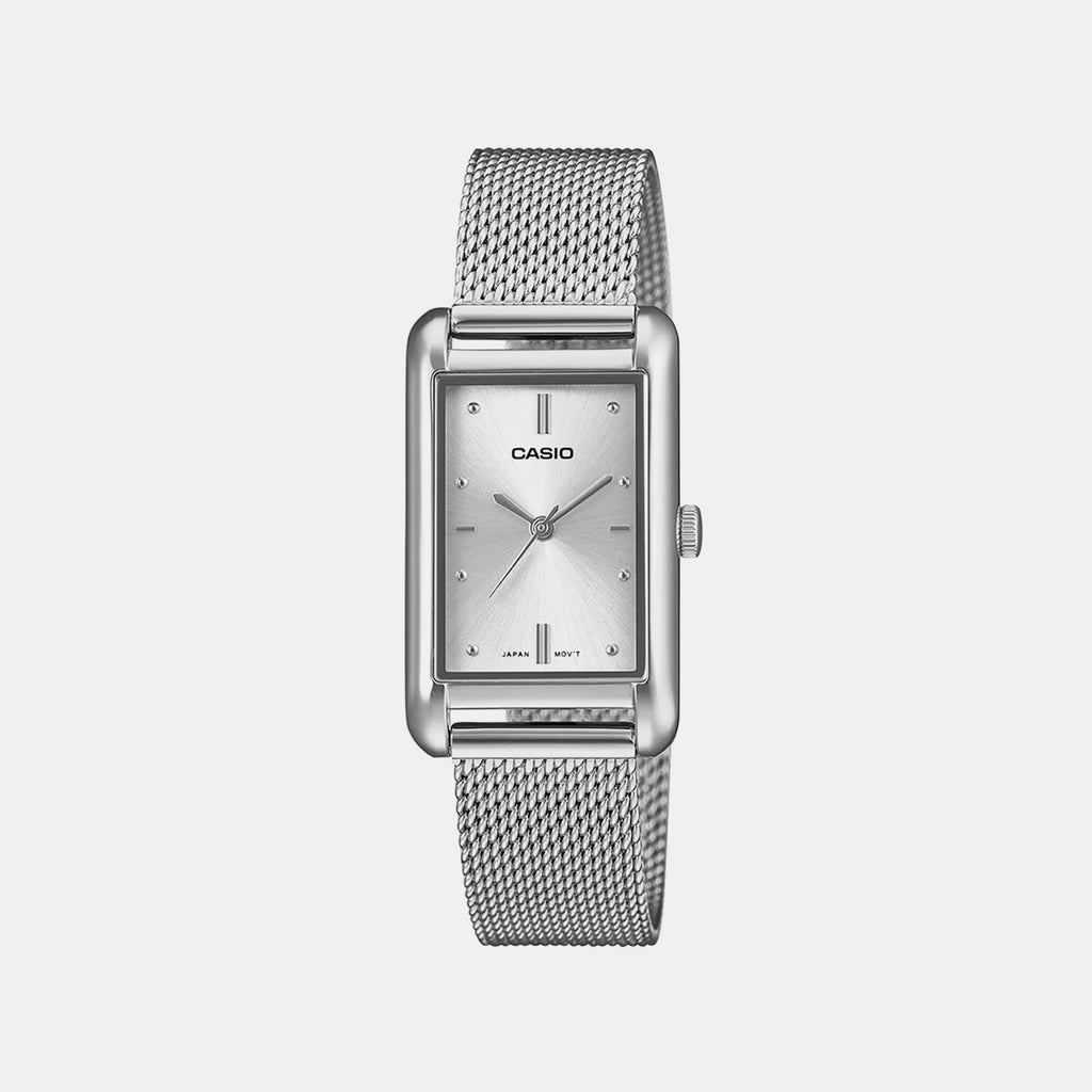 Women Quartz Silver Dial Analog Mesh Watch A2555