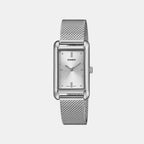 Women Quartz Silver Dial Analog Mesh Watch A2555