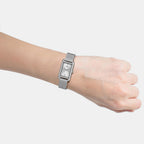Women Quartz Silver Dial Analog Mesh Watch A2555