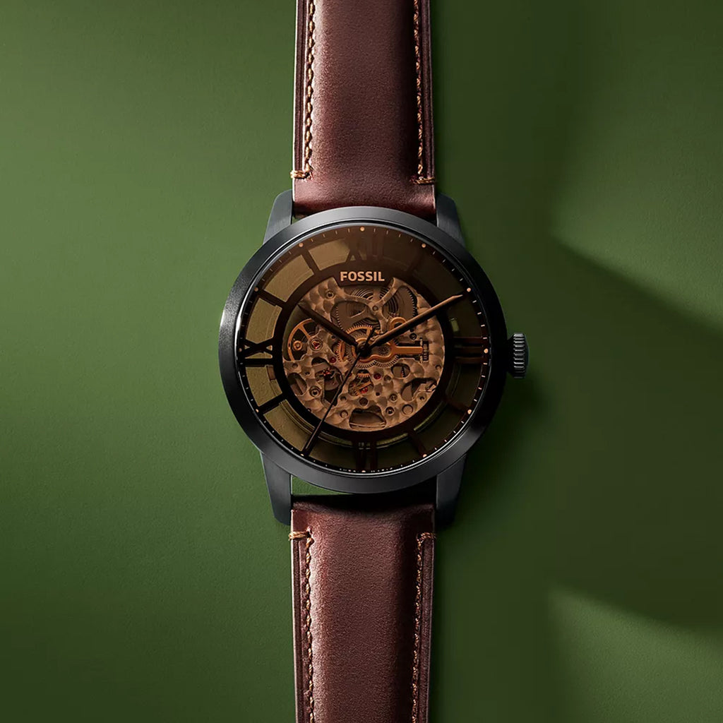 Towns Men Automatic Brown Dial Analog Leather Watch ME3098