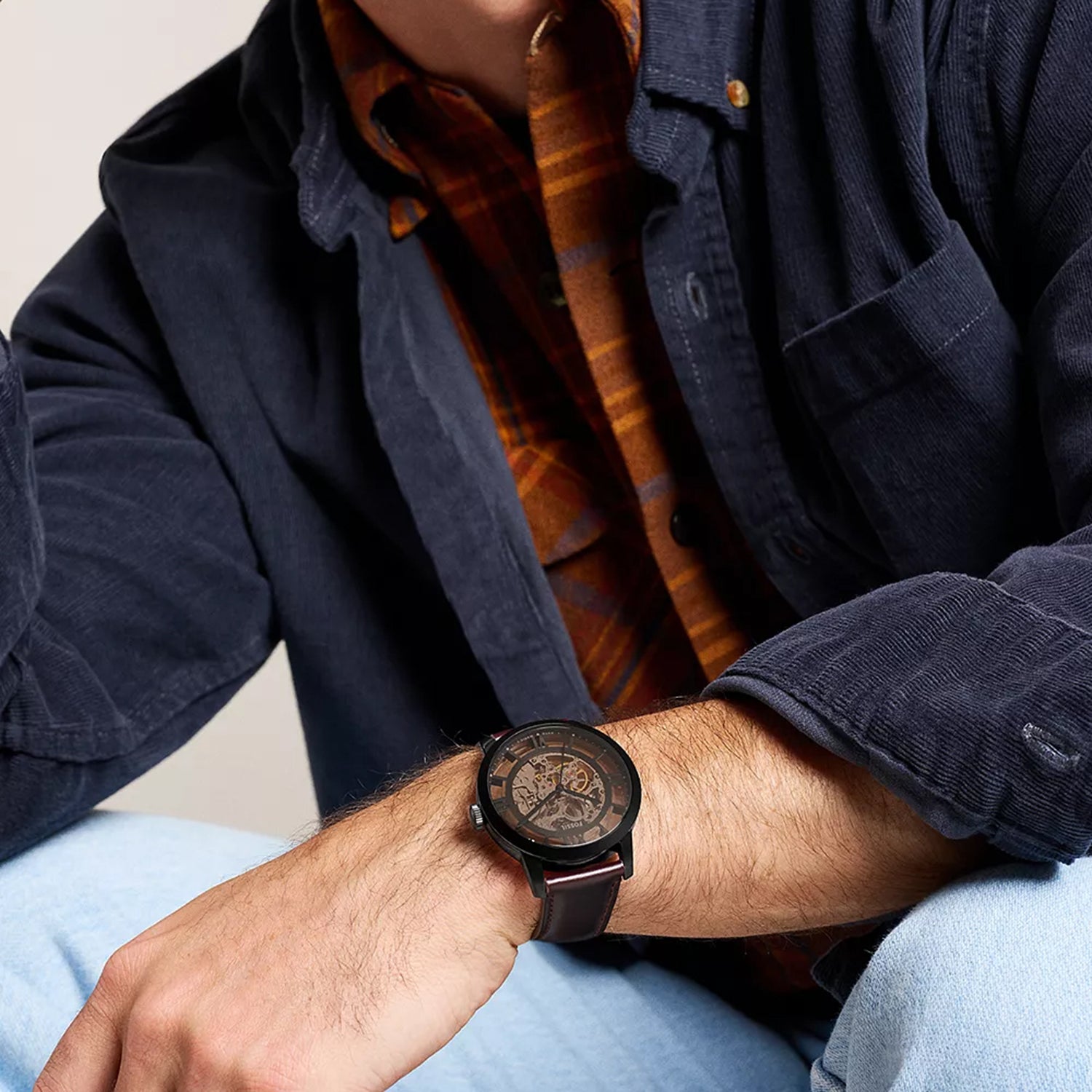 Towns Men Automatic Brown Dial Analog Leather Watch ME3098