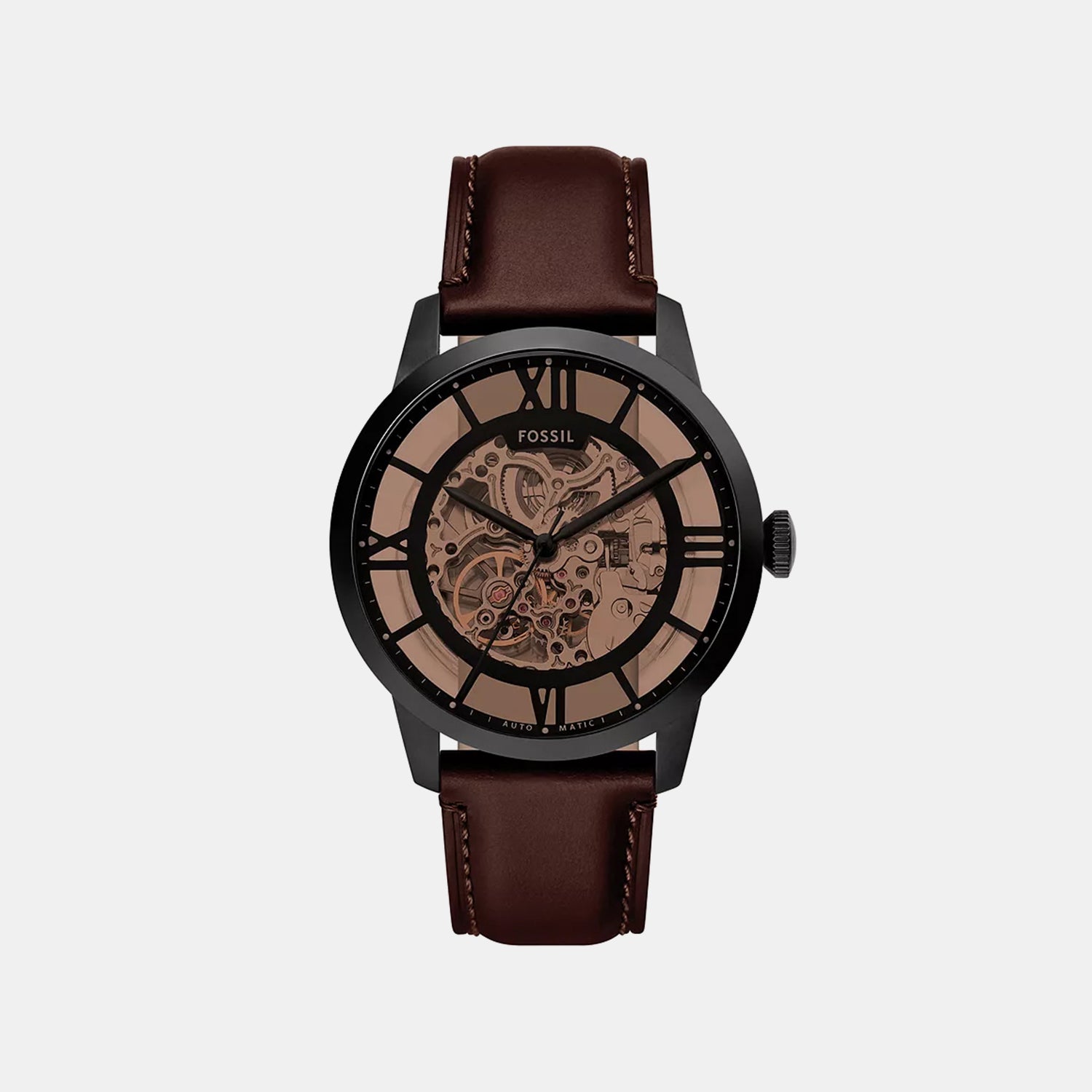 Towns Men Automatic Brown Dial Analog Leather Watch ME3098