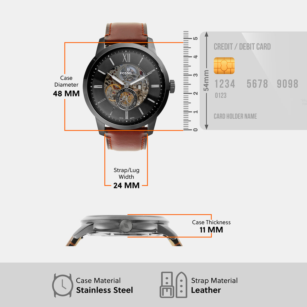 Townsman Men Automatic Grey Dial Analog Leather Watch ME3181