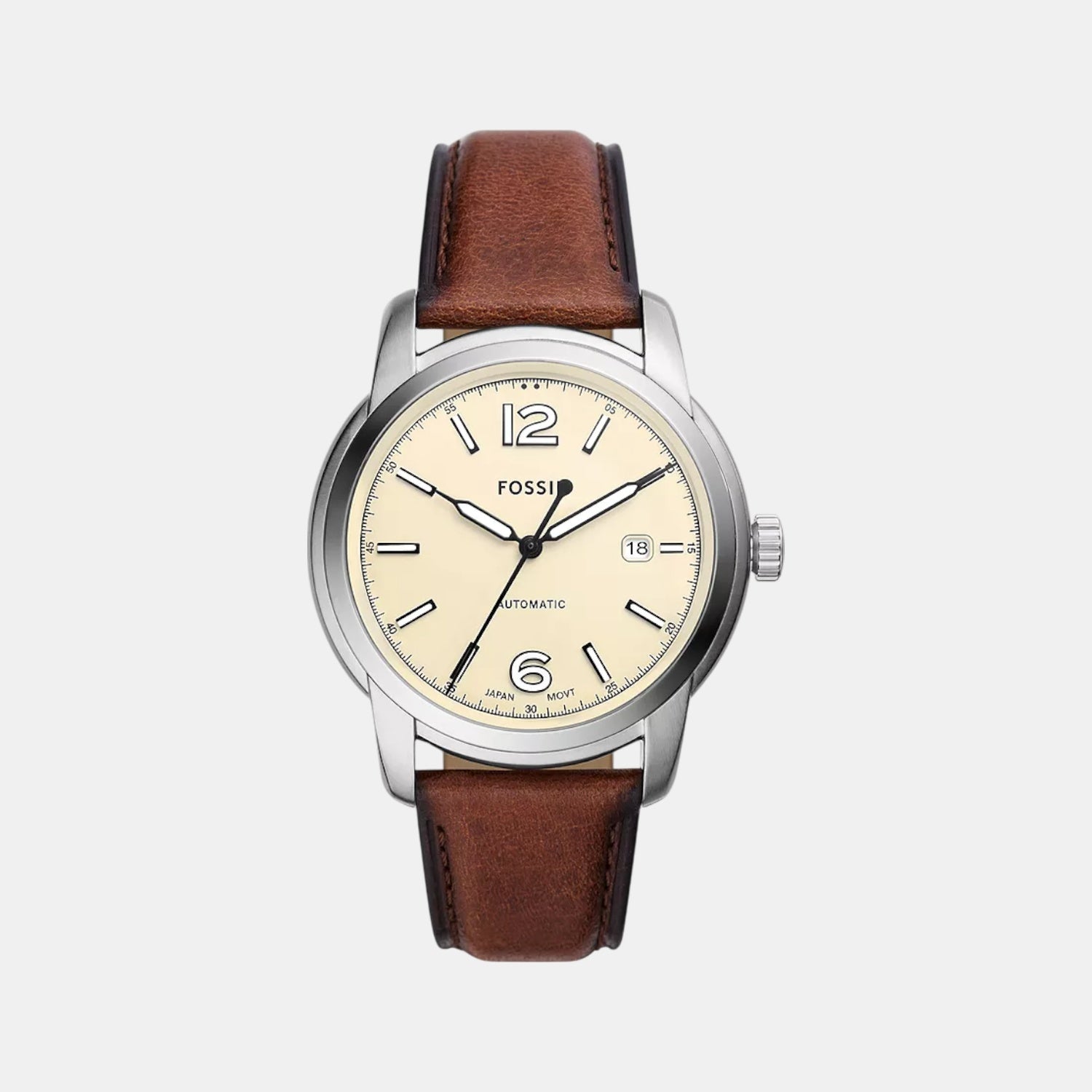 Fossil Heritage Men Automatic Cream Dial Analog Leather Watch ME3221