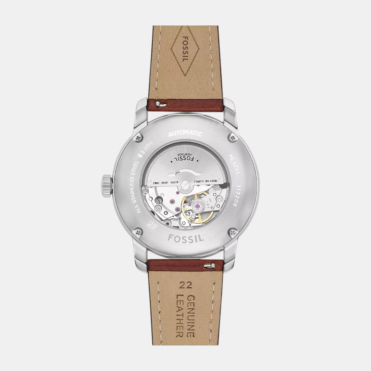 Heritage Men Automatic Beige Dial Analog Leather Watch ME3221