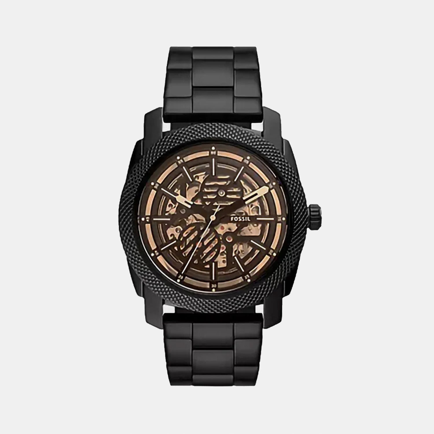 Fossil Machine Men Automatic Black Dial Analog Stainless Steel