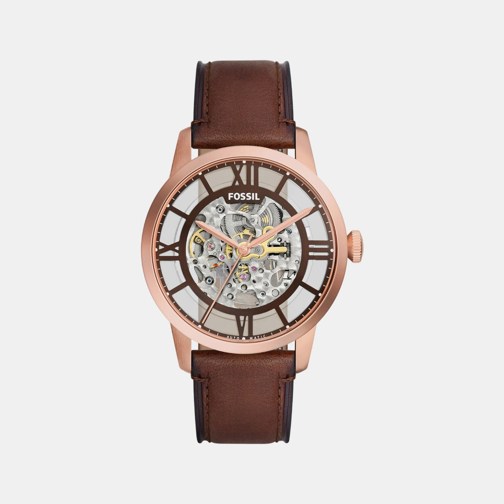 Towns Men Automatic Brown Dial Analog Leather Watch ME3259