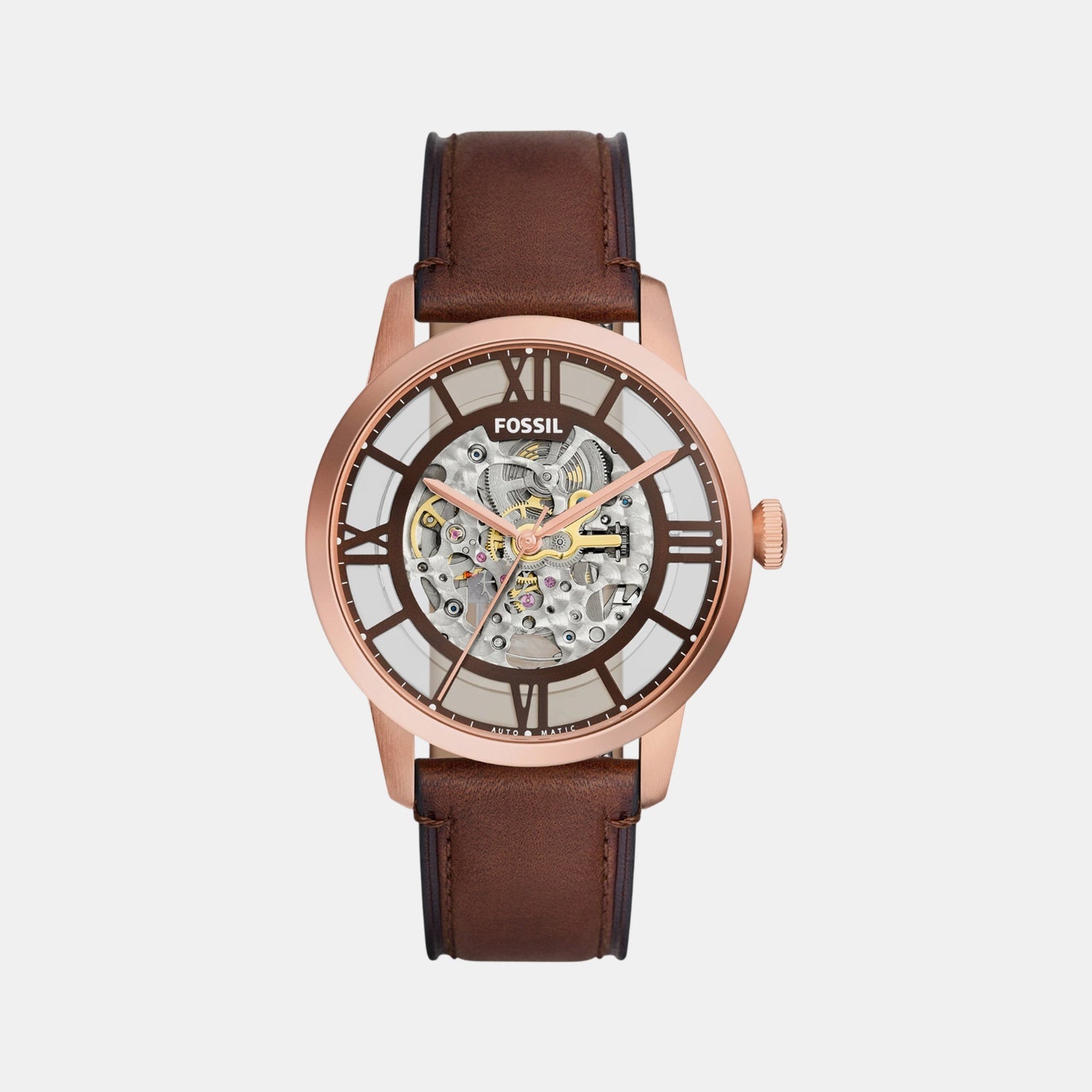 Towns Men Automatic Brown Dial Analog Leather Watch ME3259