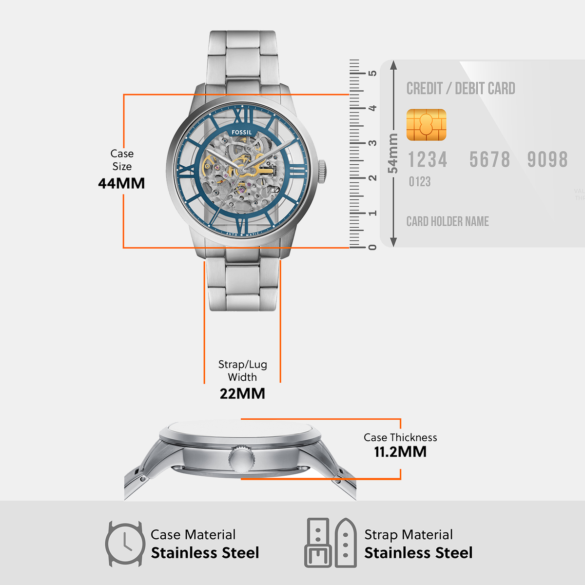 Fossil Stainless Steel Blue watch