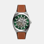 Everett Men Automatic Green Dial Analog Leather Watch ME3261