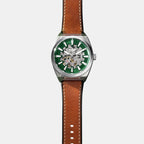 Everett Men Automatic Green Dial Analog Leather Watch ME3261