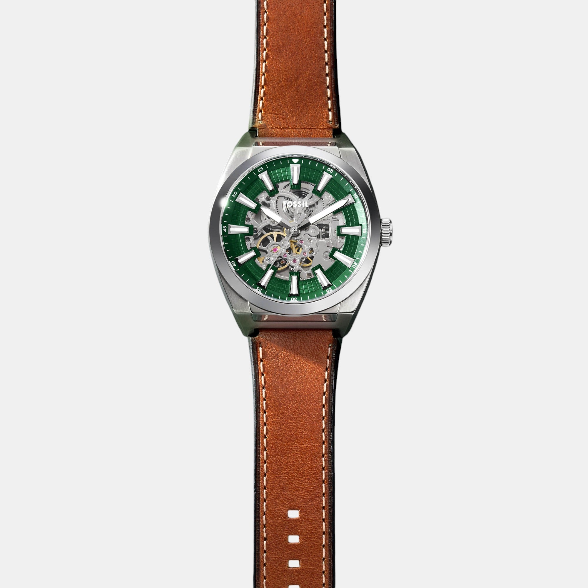 Everett Men Automatic Green Dial Analog Leather Watch ME3261
