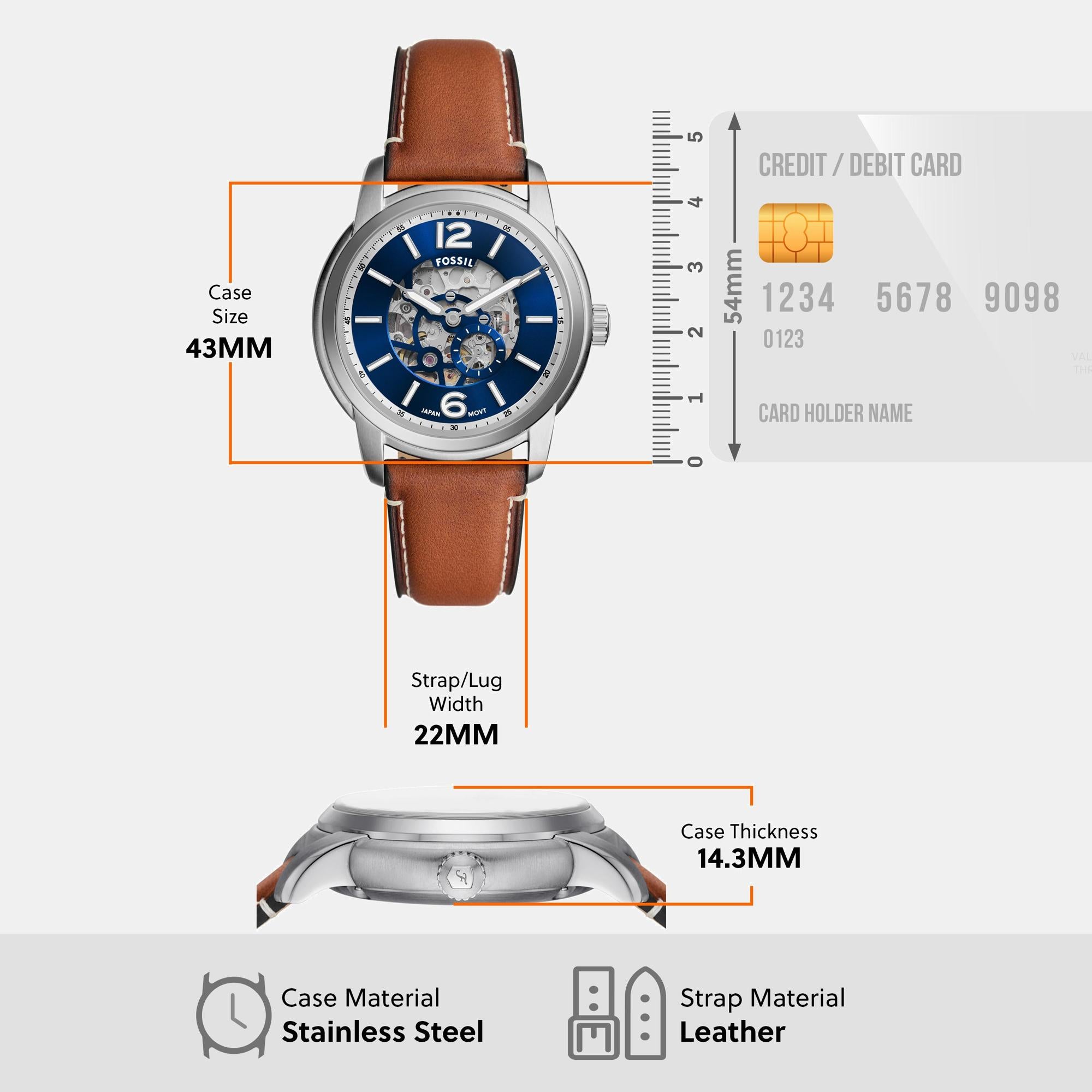 Fossil 43 mm Brown Automatic watch