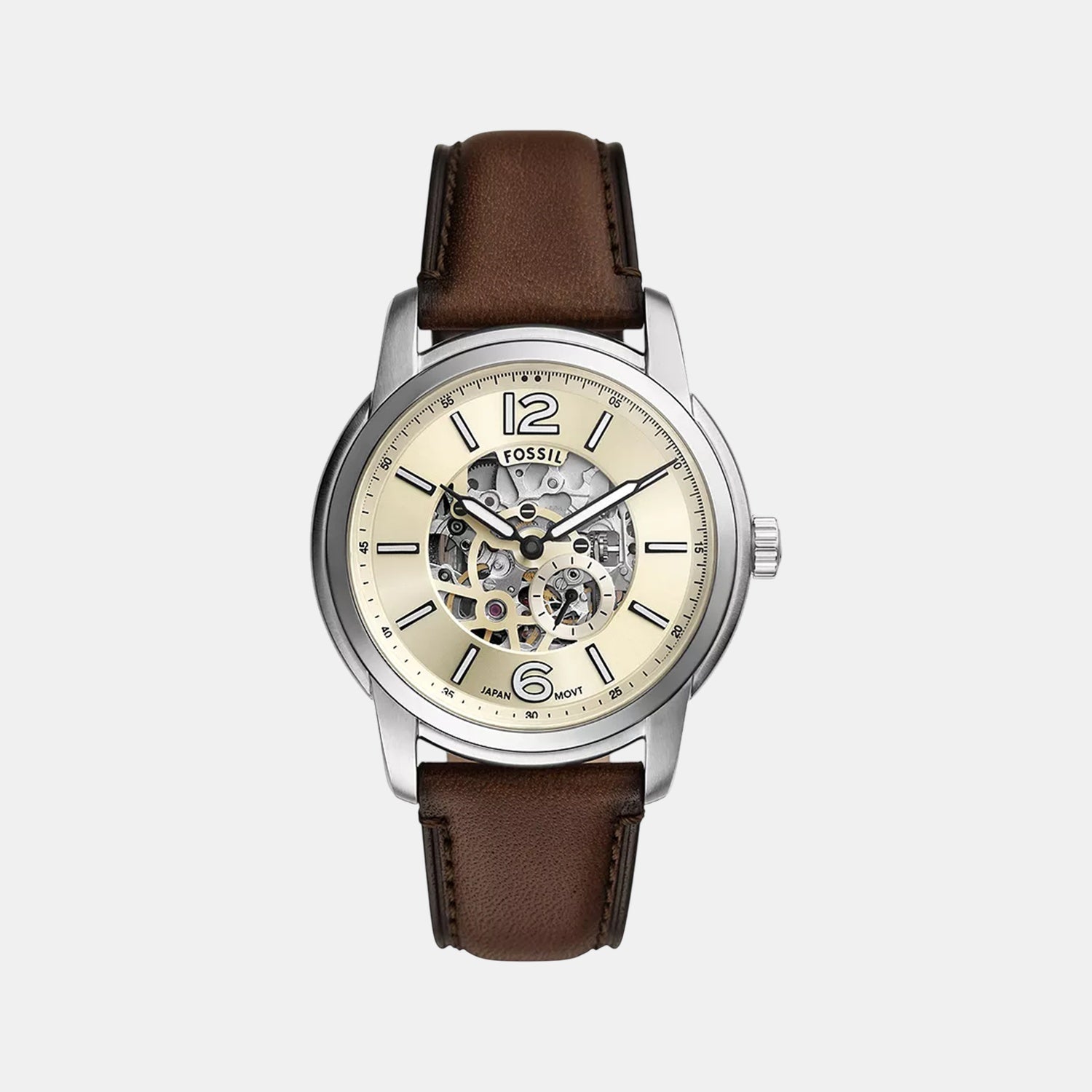 Fossil Heritage Men Automatic Cream Dial Analog Leather Watch ME3264