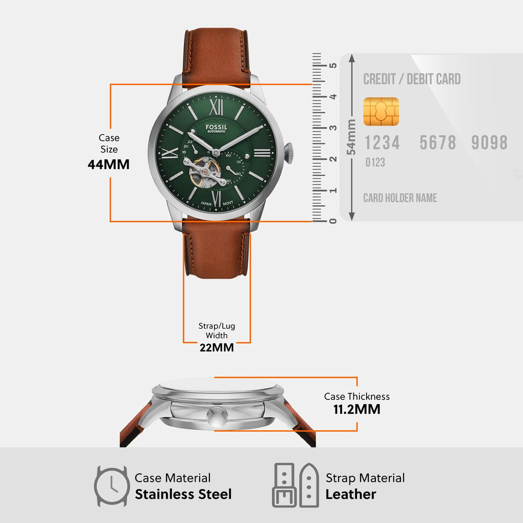 Townsman Men Automatic Green Dial Multi-Function Leather Watch ME3265